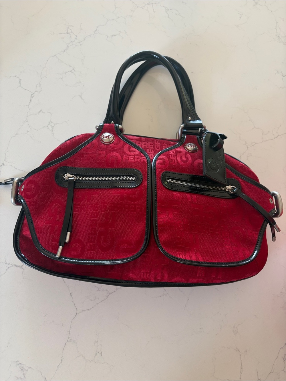 Red Logo Satchel with Black Trim GF FERRE